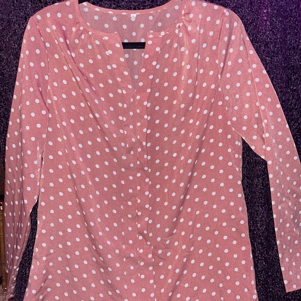 Mauve Polka Dot Sheer Top L
